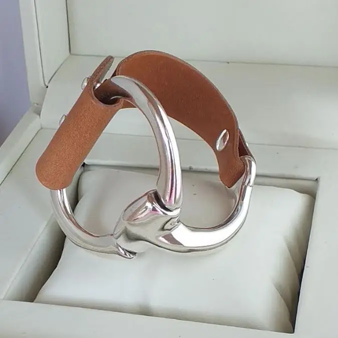 Bracelet en cuir et acier "Mors de cheval"