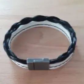 Leather and horse hair bracelet