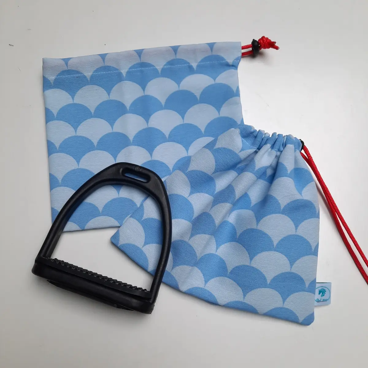 Navy blue scales stirrup bags/covers