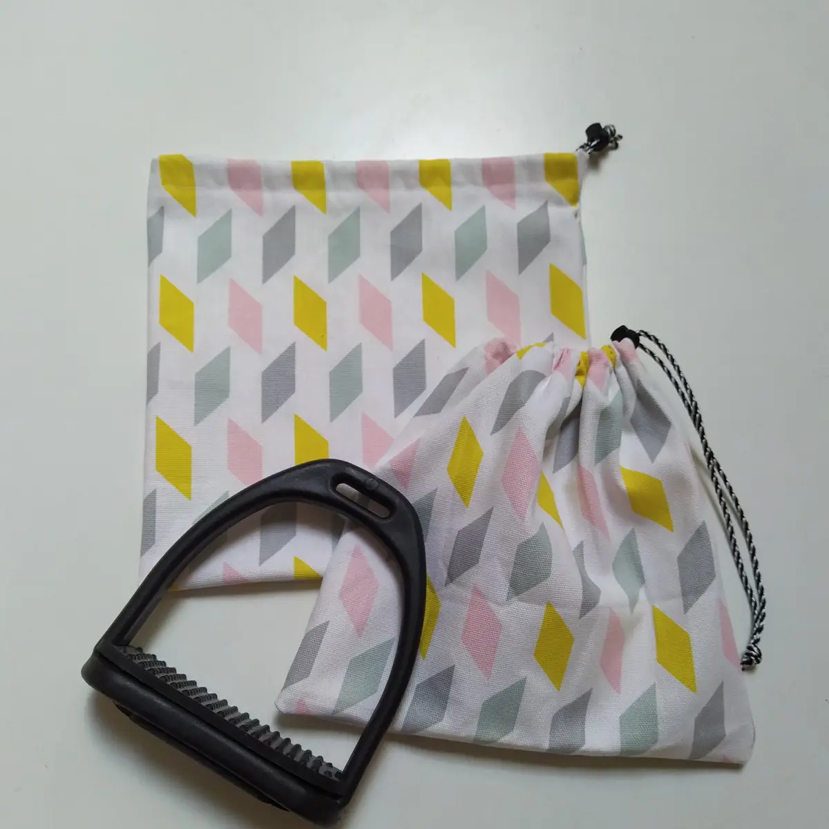 Multi-coloured diamonds stirrup bags/covers