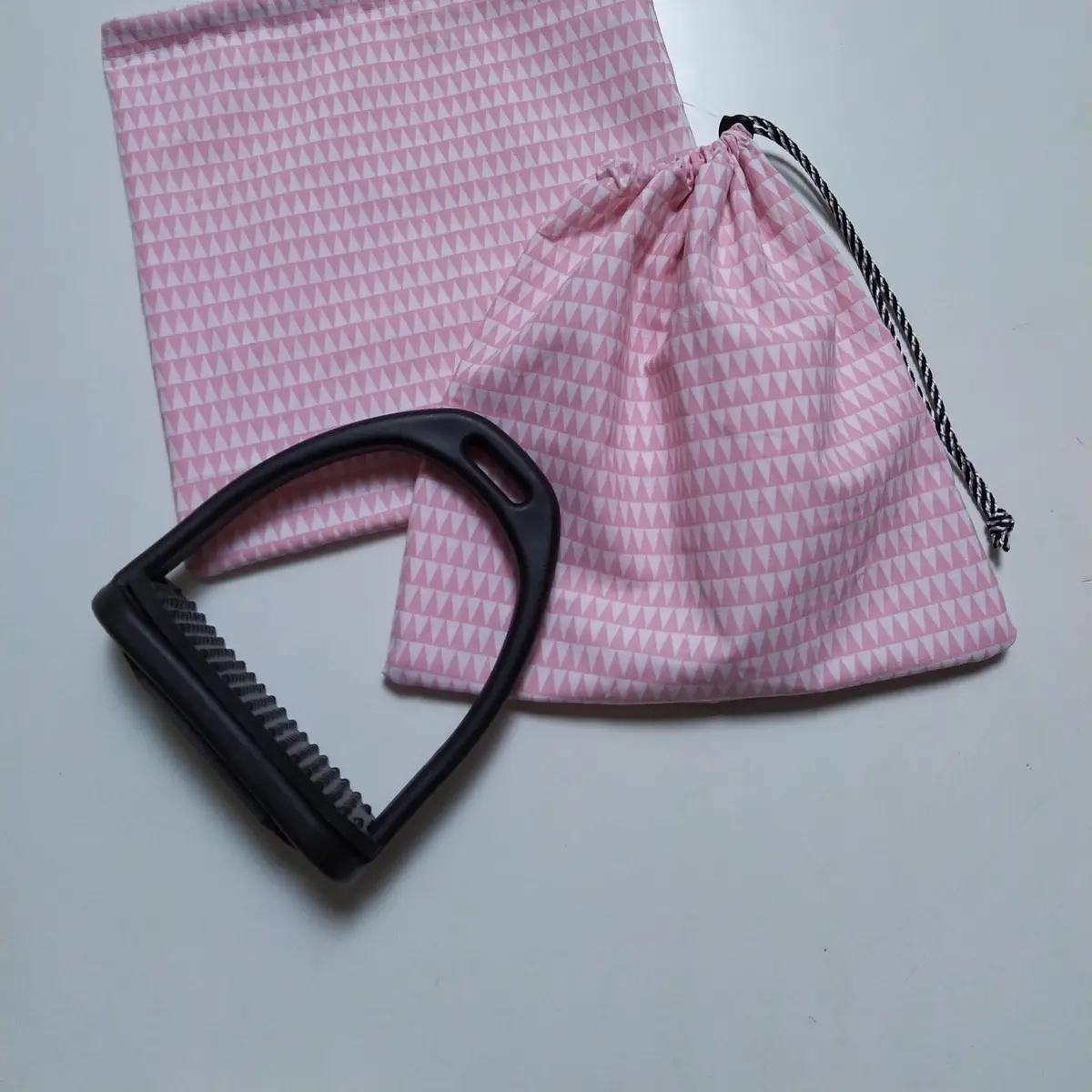 Pink triangles stirrup bags/covers