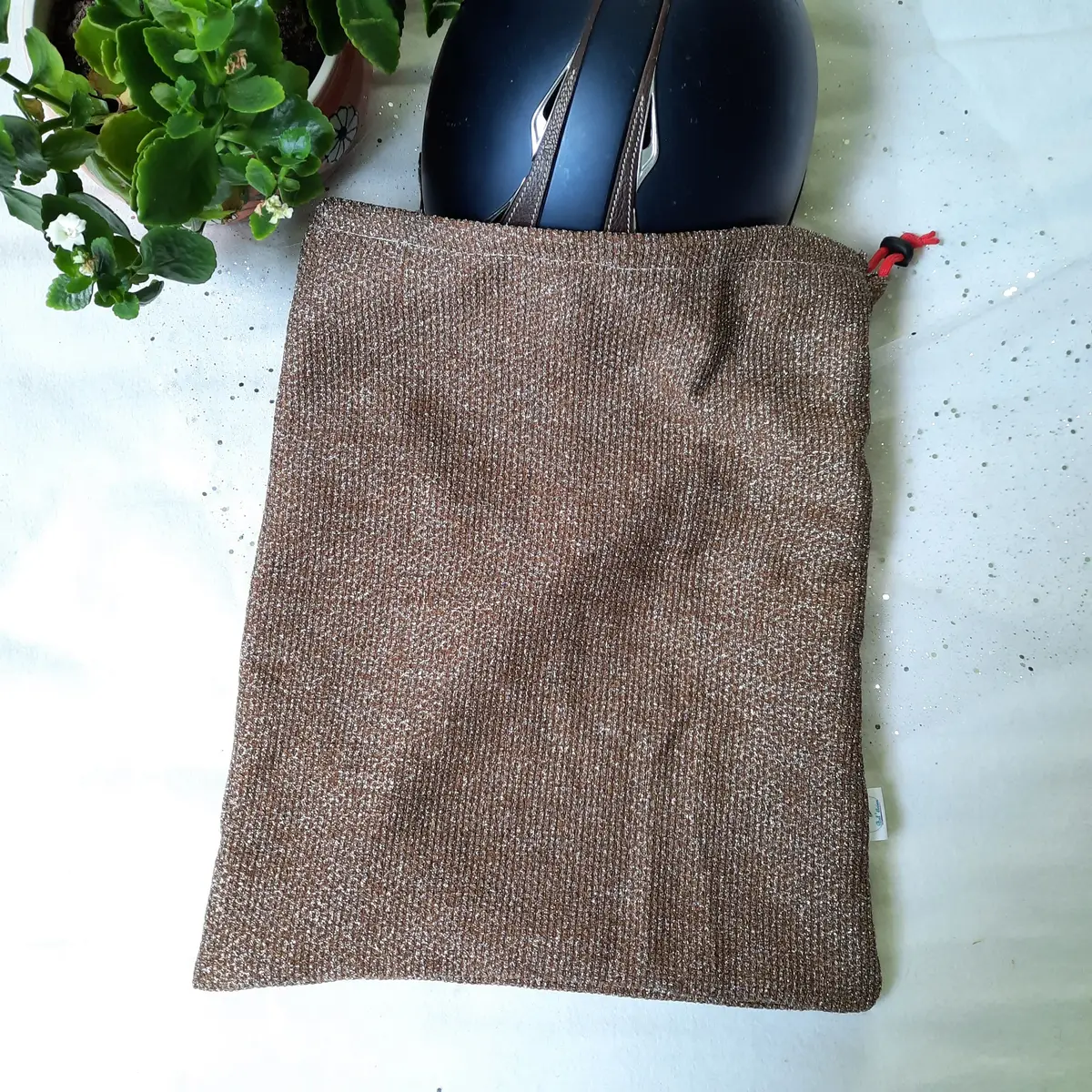 Gold brown helmet bag