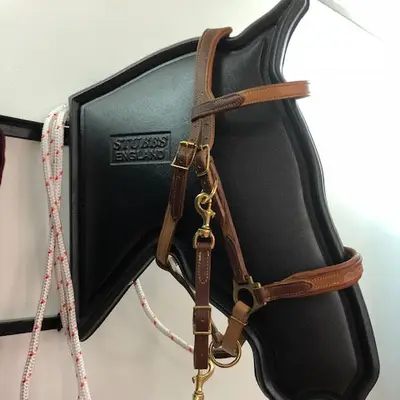 Two-tone leather trail riding snaffle bridle halter 4