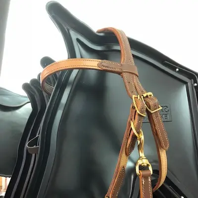Two-tone leather trail riding snaffle bridle halter 8