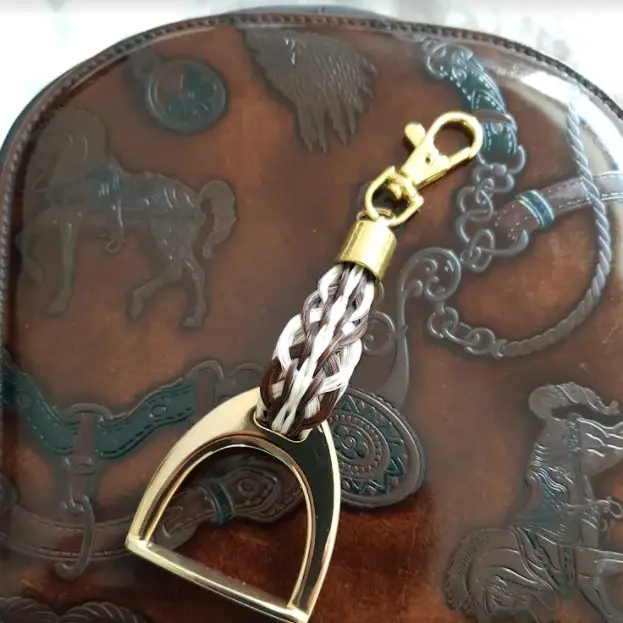 “Large stirrup” horse hair bag charm 2