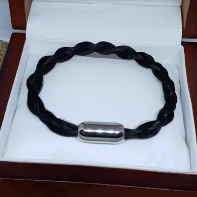 'Pill' horse hair and steel bracelet 3