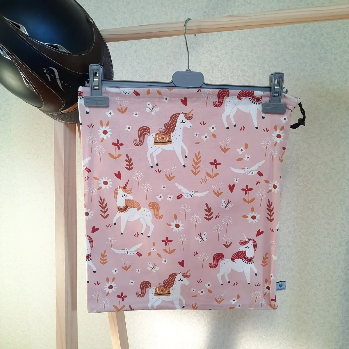 Pink unicorns helmet bag