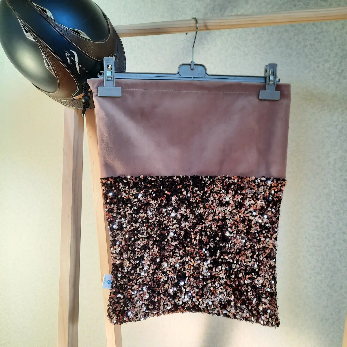 Two-tone pink sequins helmet bag