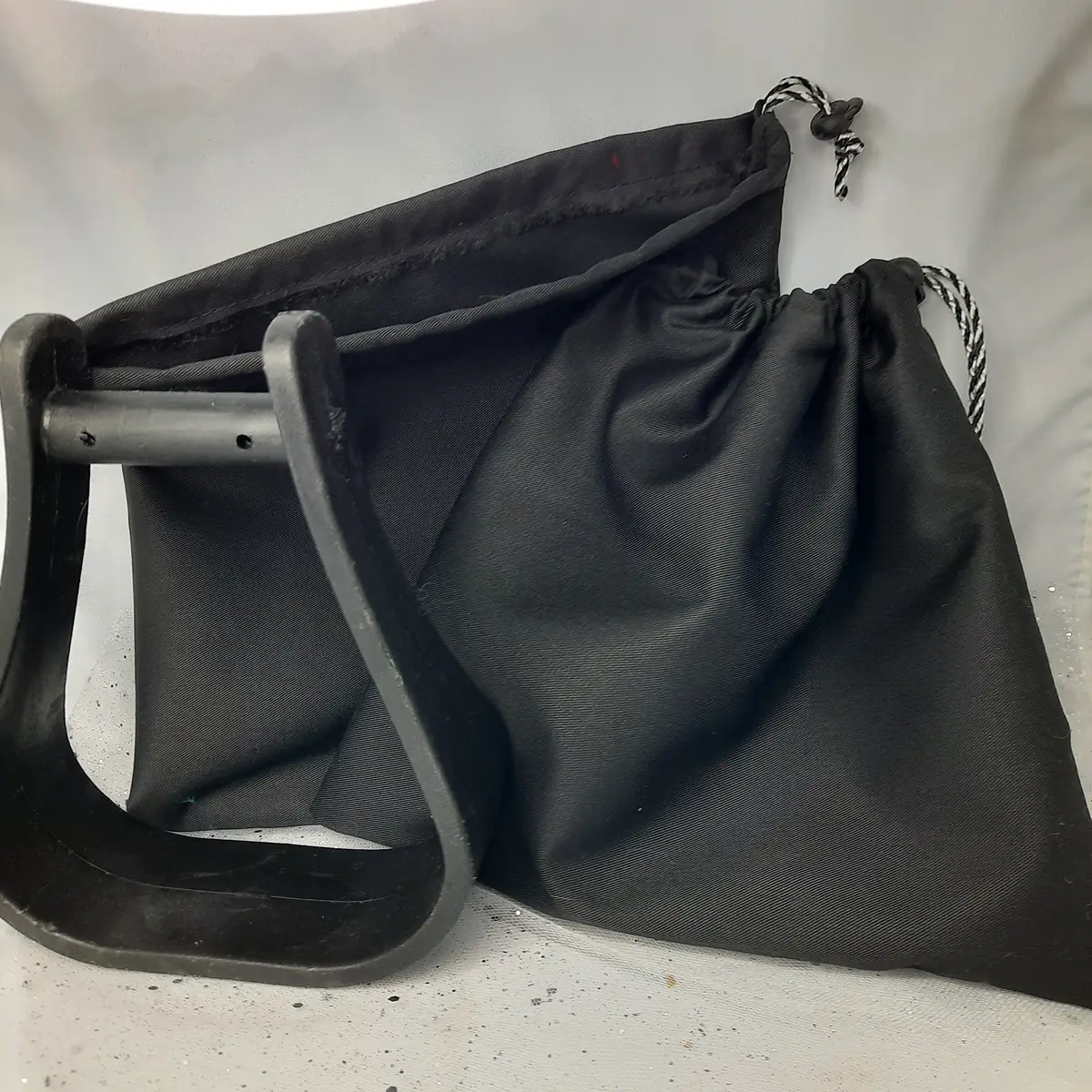 Plain black stirrup bags/covers