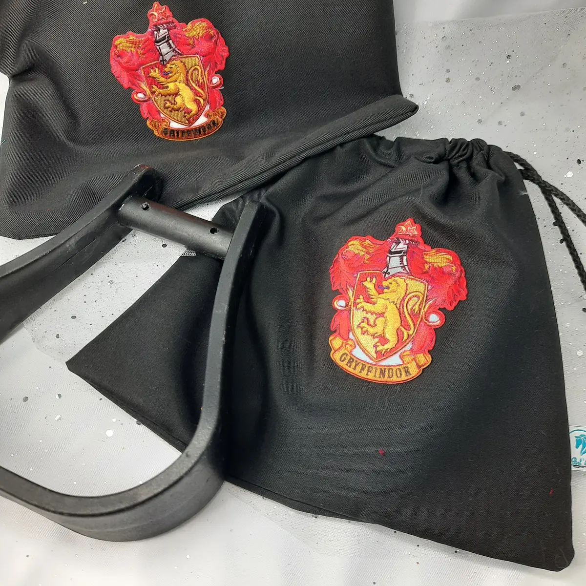 Black Gryffindor stirrup bags/covers