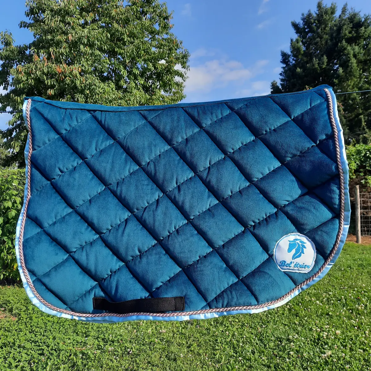 Emerald velvet riding rug