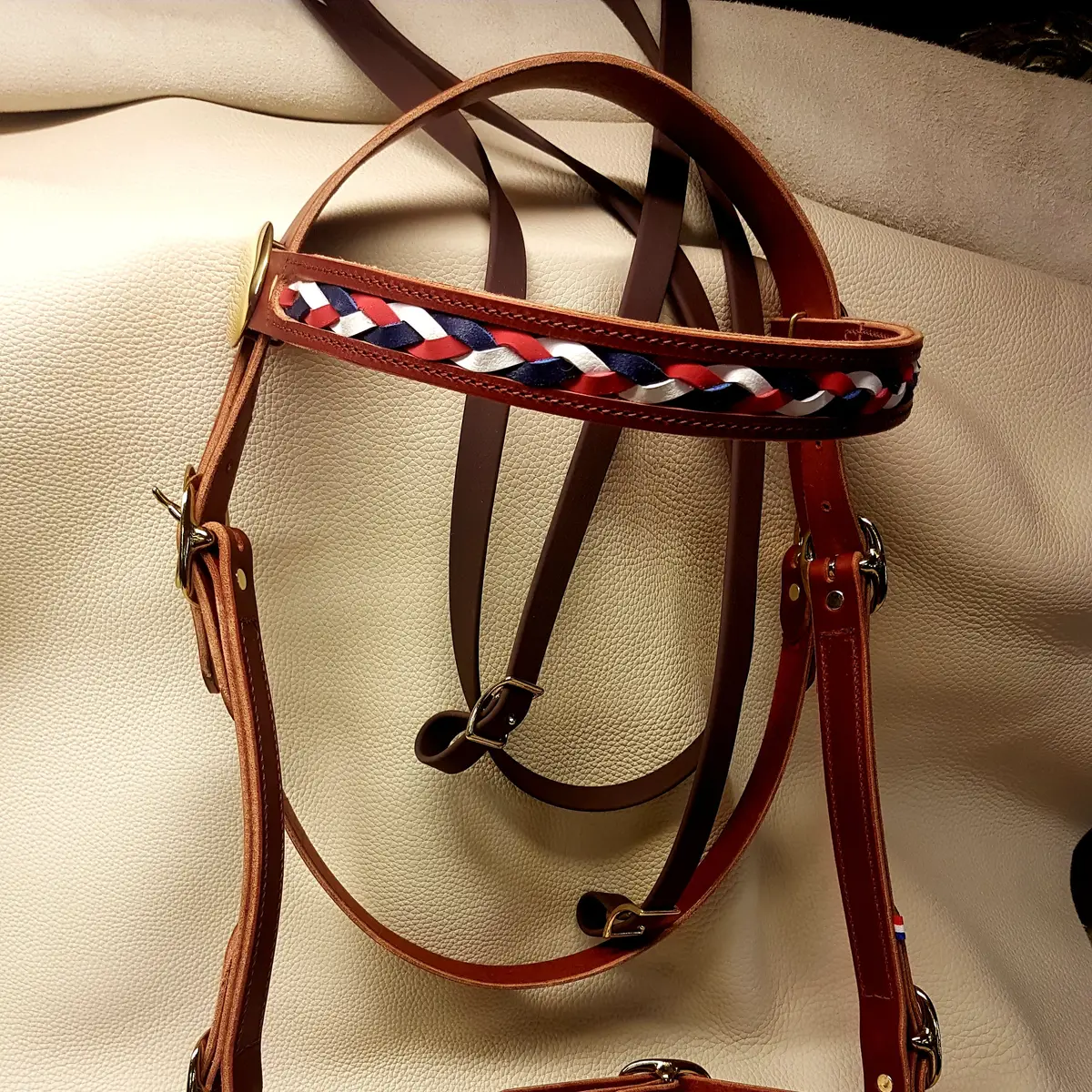 Frenchy snaffle bridle for draught horses