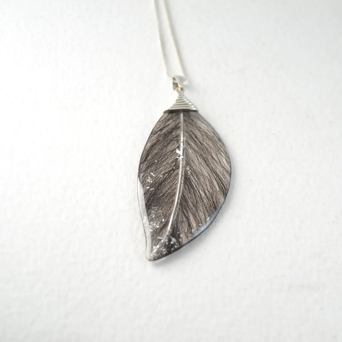 Horse hair feather necklace