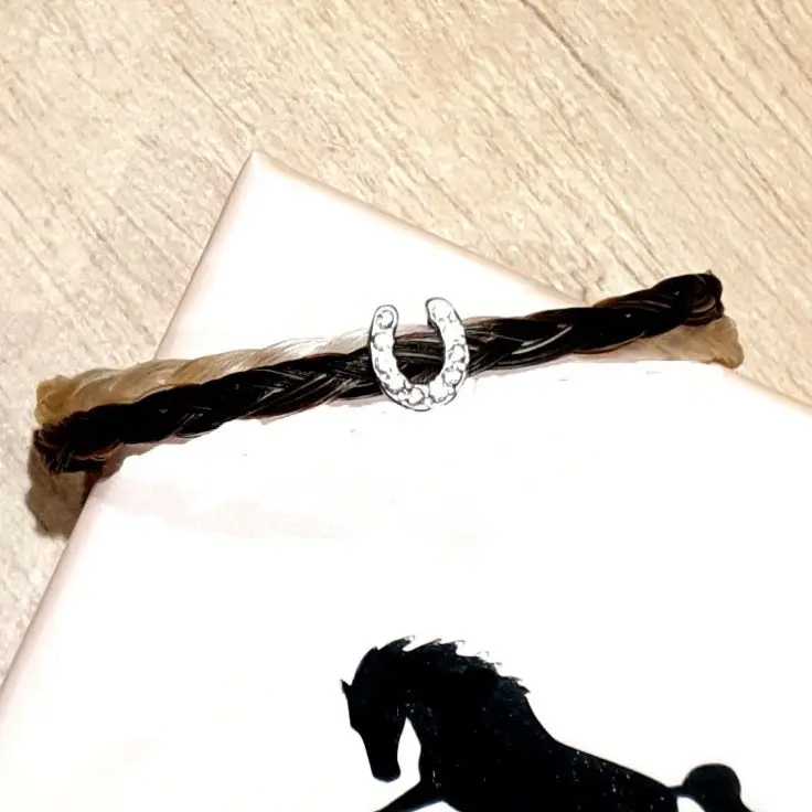Bracelet in horsehair double braid with horseshoe LILI 2