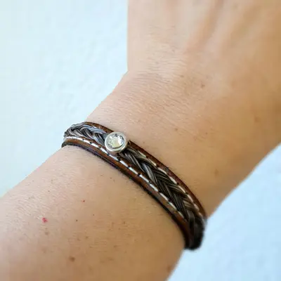 leather-and-hair-bracelet-with-rhinestones 2