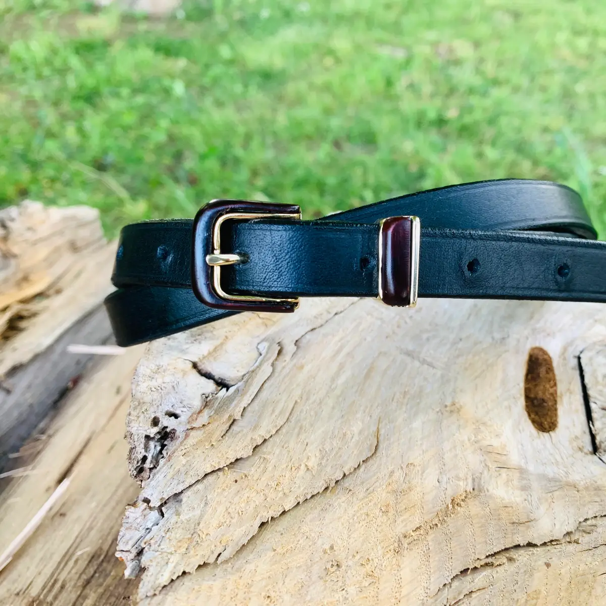 Belt with brass and ebony wood buckle "The Impetuous"