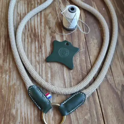 Customizable neck rope/cord made of rope and leather 1