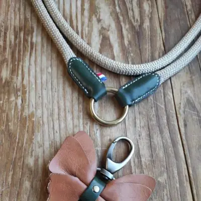 Customizable neck rope/cord made of rope and leather 9